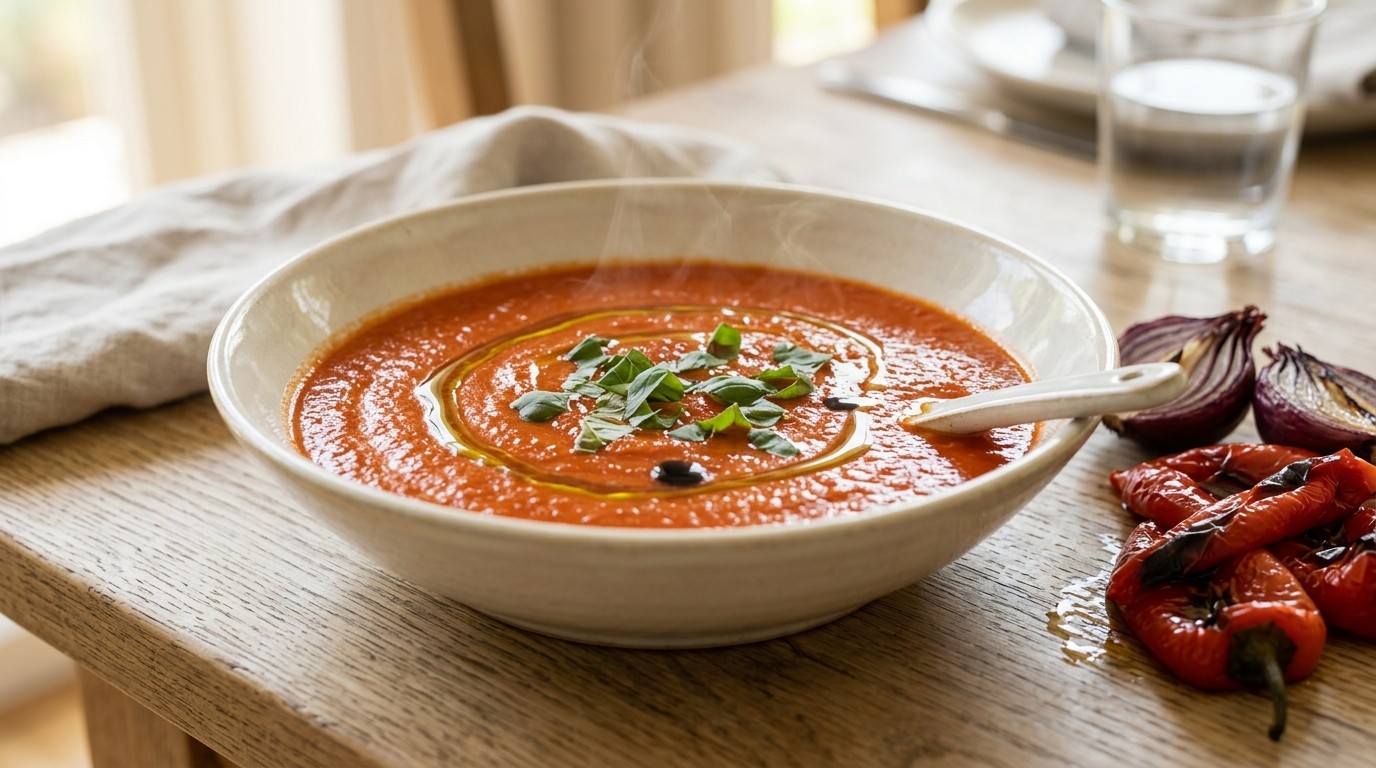 Geroosterde Paprikasoep recept Geroosterde Paprikasoep recept