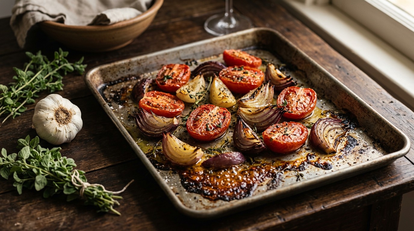 Geroosterde Tomaten en Tijm Uien recept Geroosterde Tomaten en Tijm Uien recept