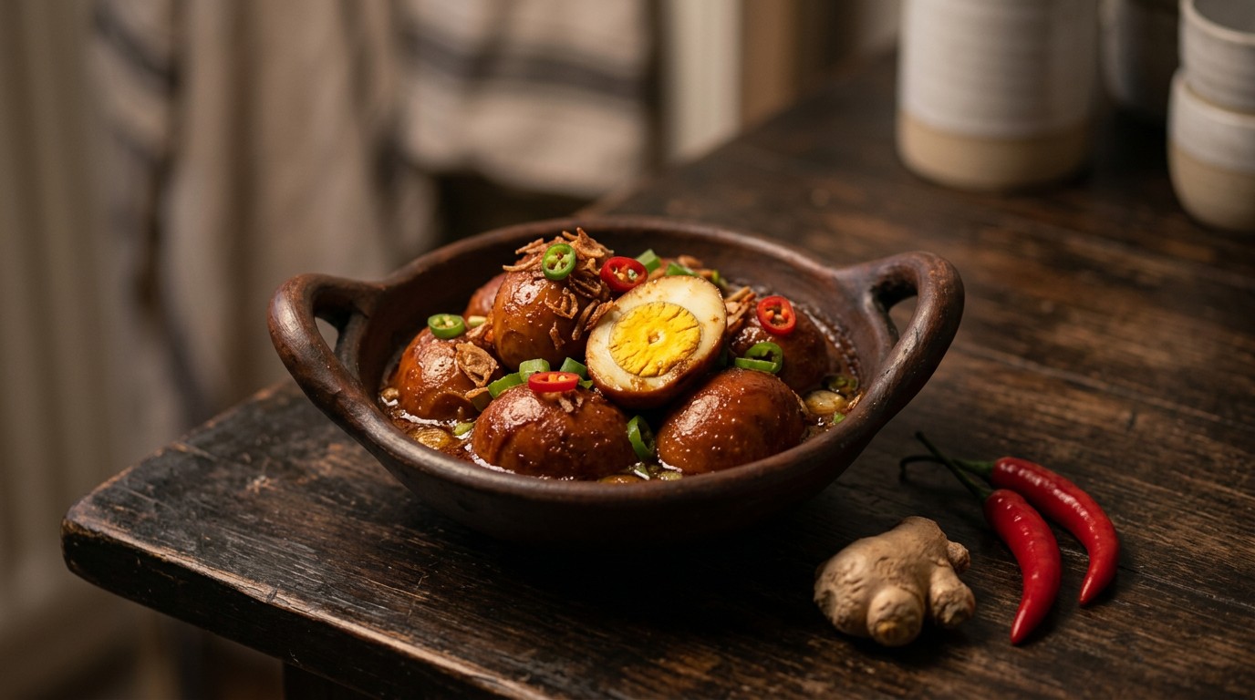 Gesmoorde Pittige Eieren recept Gesmoorde Pittige Eieren recept