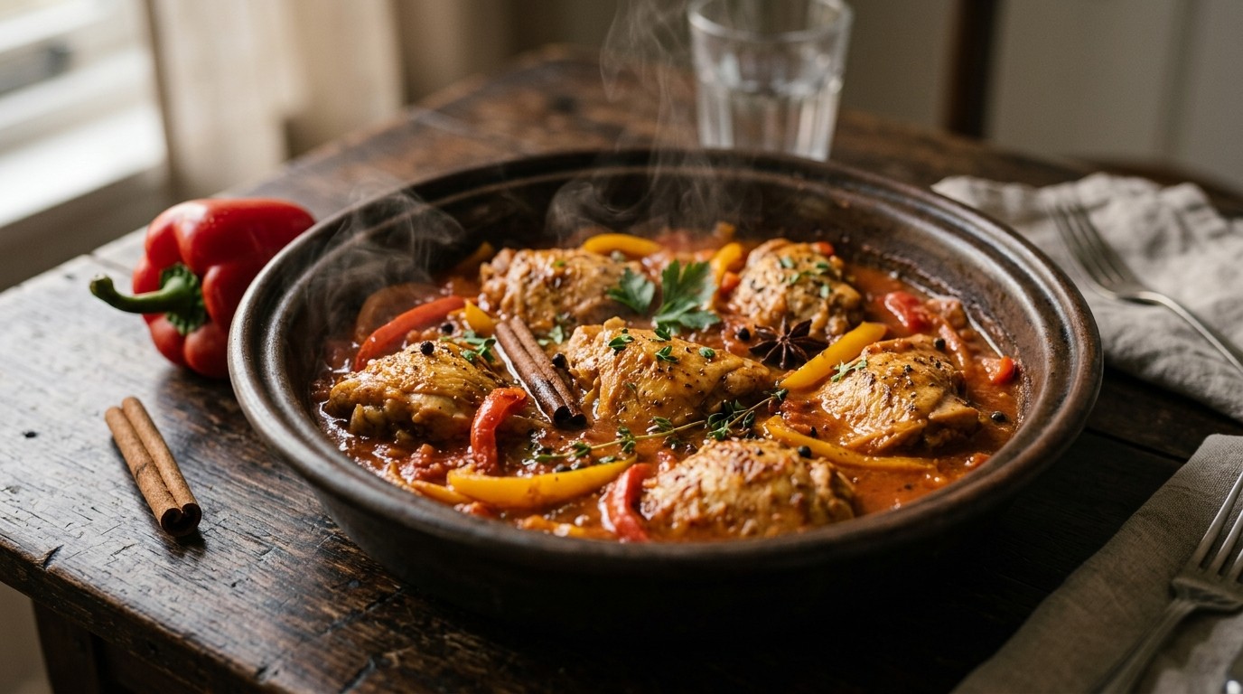 Gestoofde kip en Paprika
