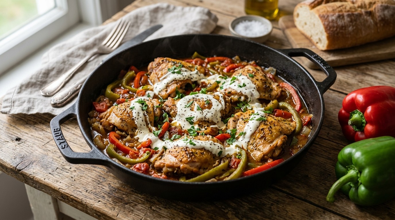 Gestoofde Kipkarbonades met Paprika recept Gestoofde Kipkarbonades met Paprika recept