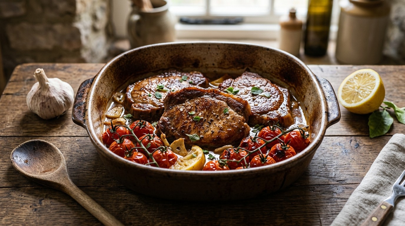 Gestoofde Schouderkarbonade met Tomaat en Oregano