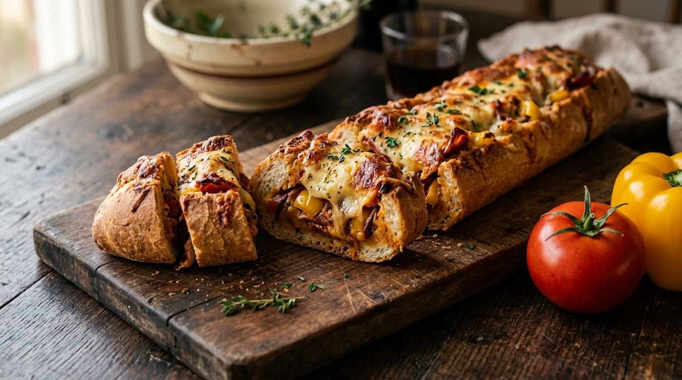 Gevuld Stokbrood (kaas, Bacon, Tomaat, Uitjes en Paprika)