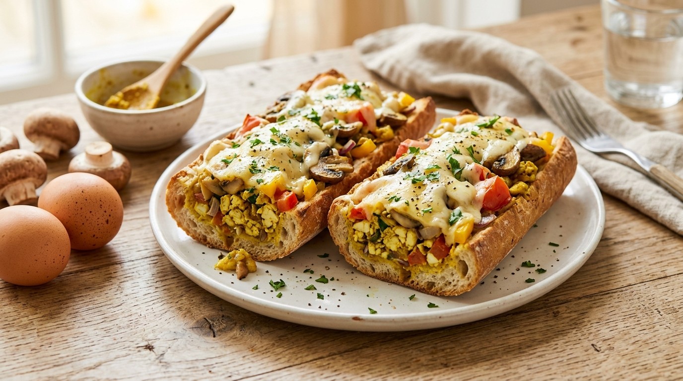 Gevuld Stokbrood (kaas, Champignons, ei, Tomaat, Uitjes en Paprika)