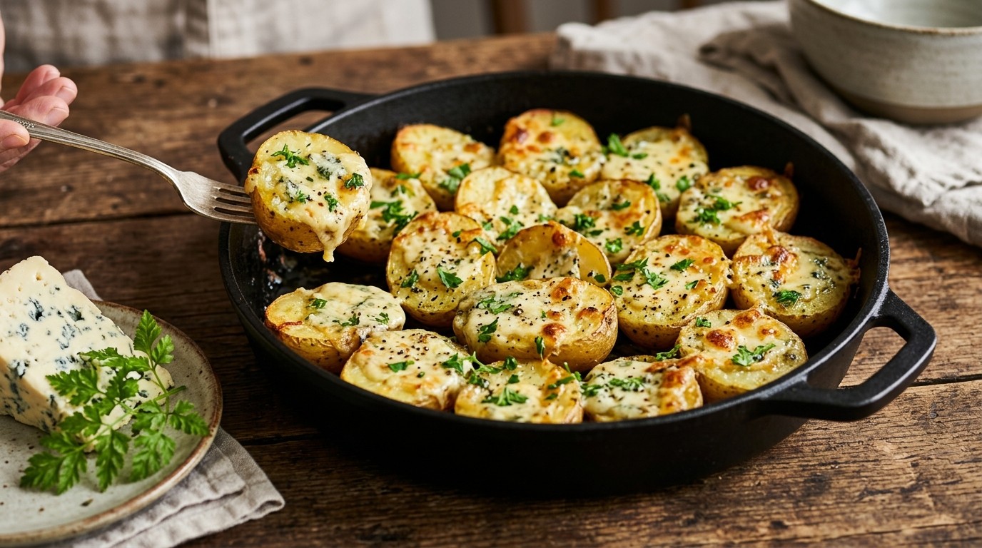 Gevulde Aardappelen met Blauwschimmelkaas uit de Oven