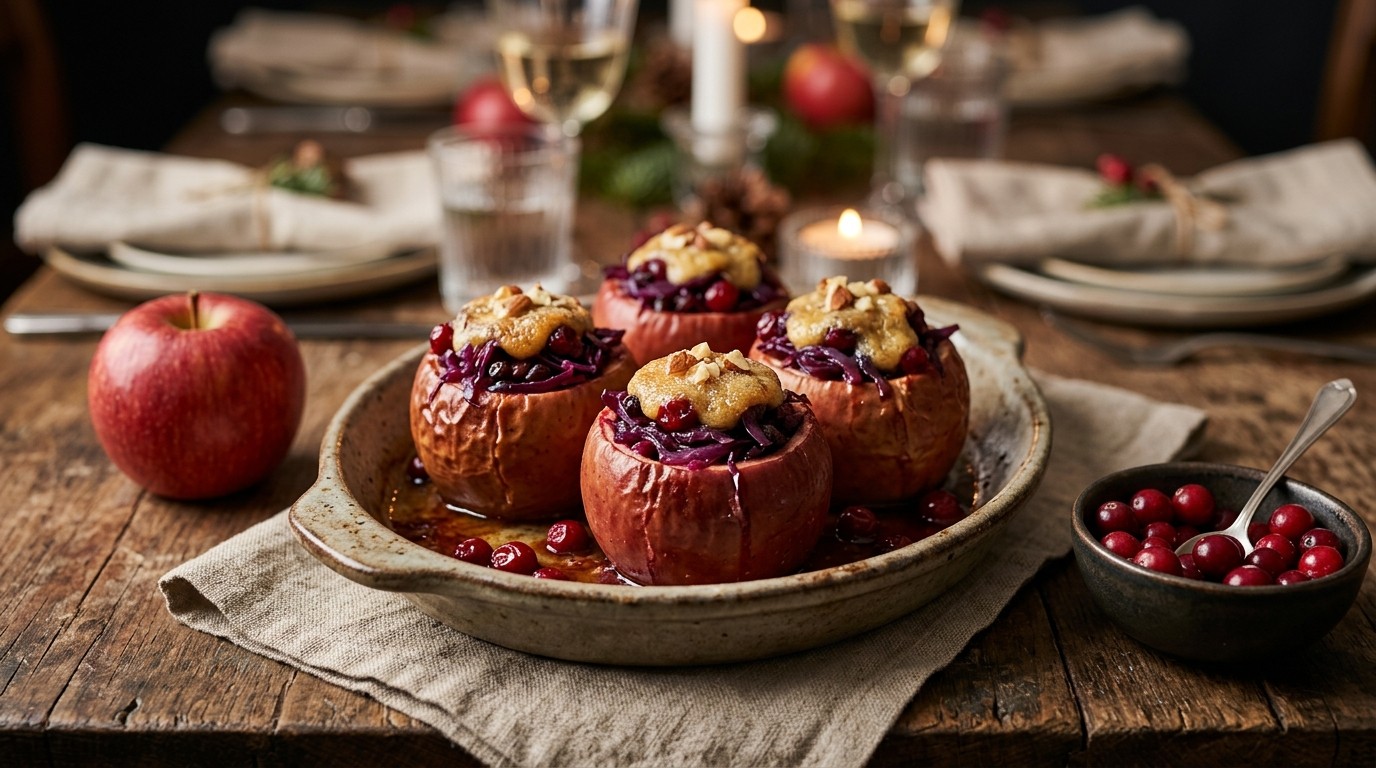 Gevulde Appels met Rode Kool en Cranberry's uit de Oven
