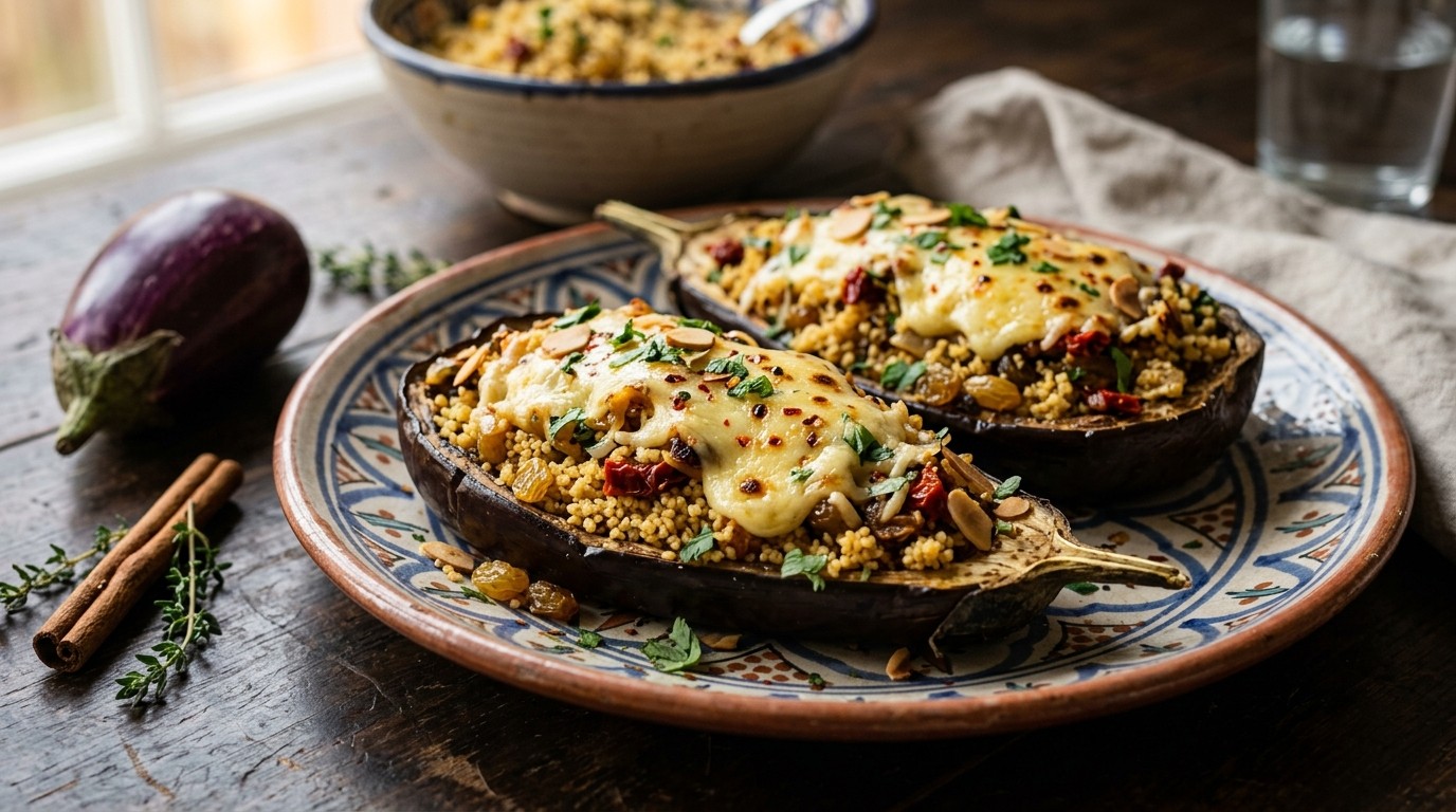 Gevulde Aubergine met Couscous recept Gevulde Aubergine met Couscous recept