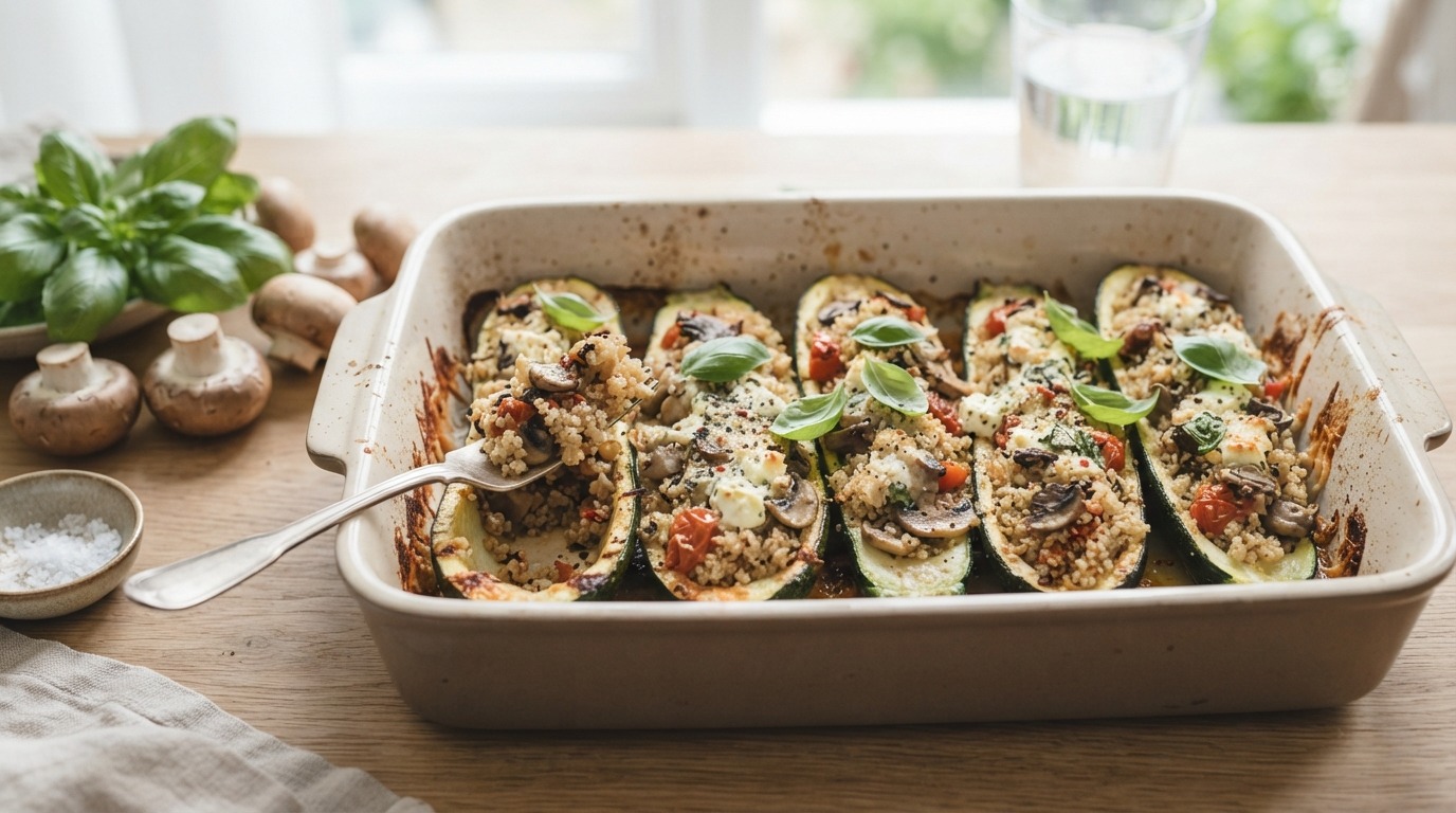Gevulde Courgettes met Champignons en Quinoa