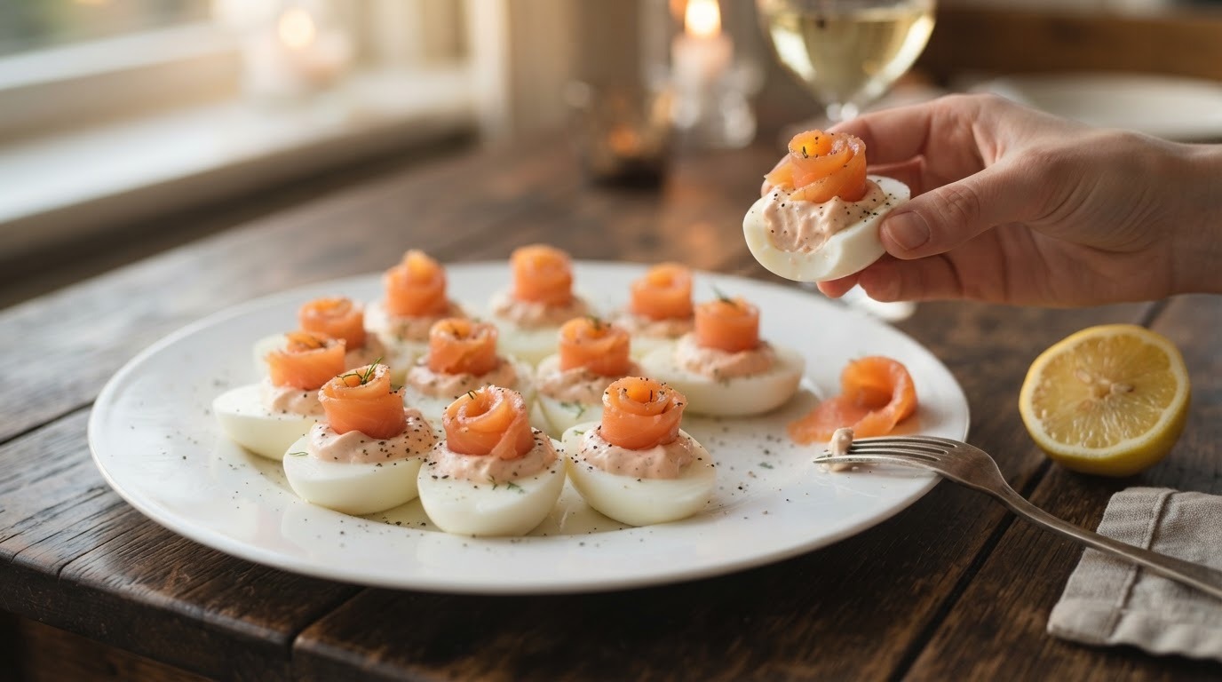 Gevulde Eieren met Gerookte Zalm recept Gevulde Eieren met Gerookte Zalm recept