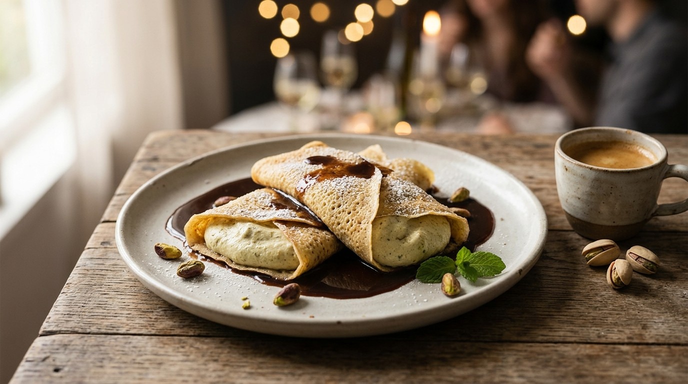 Gevulde Flensjes met Espressosaus