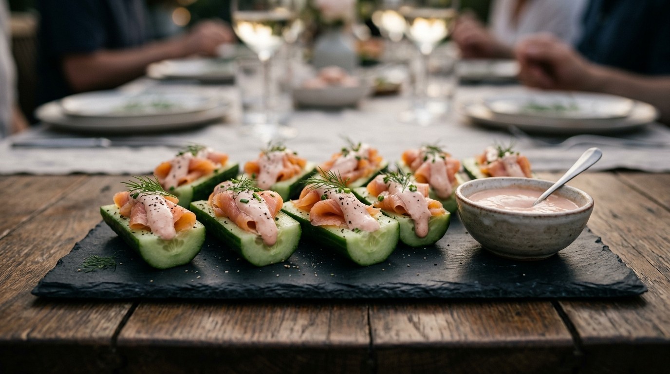 Gevulde Komkommer met Gerookte Zalm