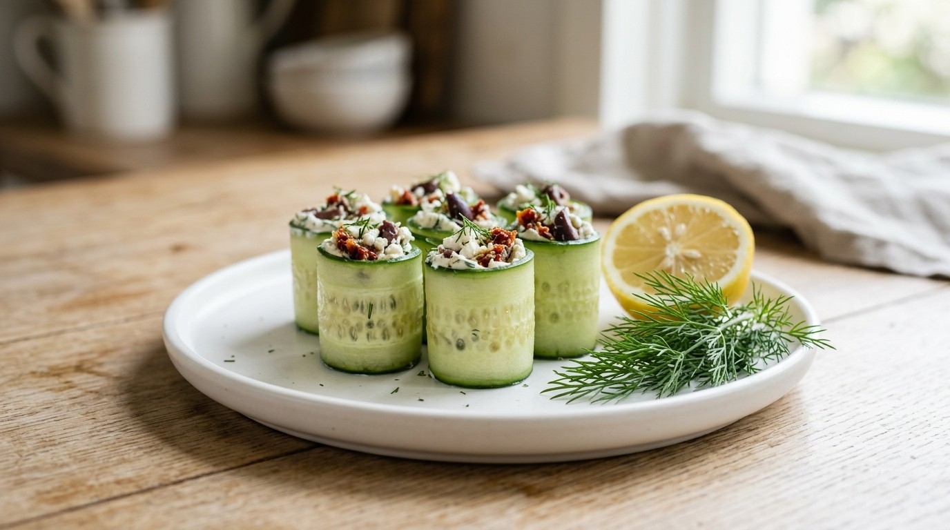 Gevulde Komkommerrolletjes recept Gevulde Komkommerrolletjes recept