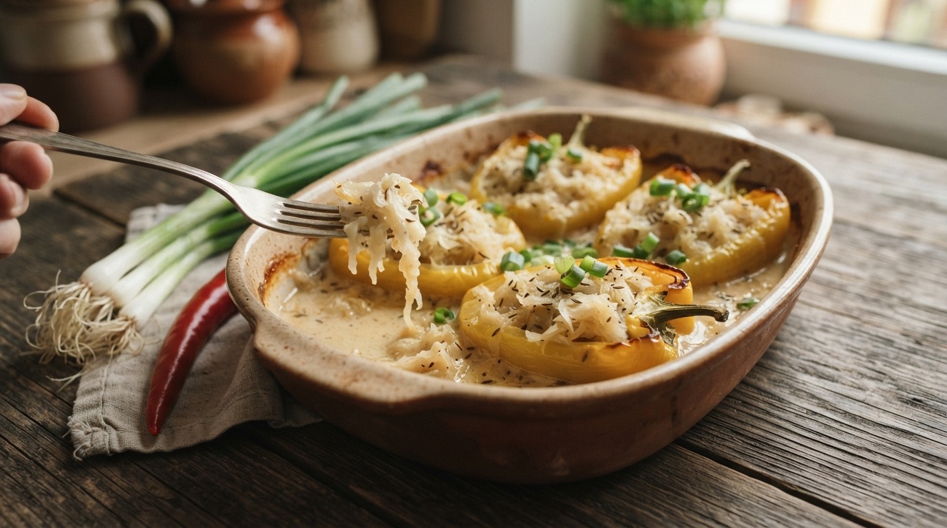 Gevulde Paprika met Pittige Zuurkool