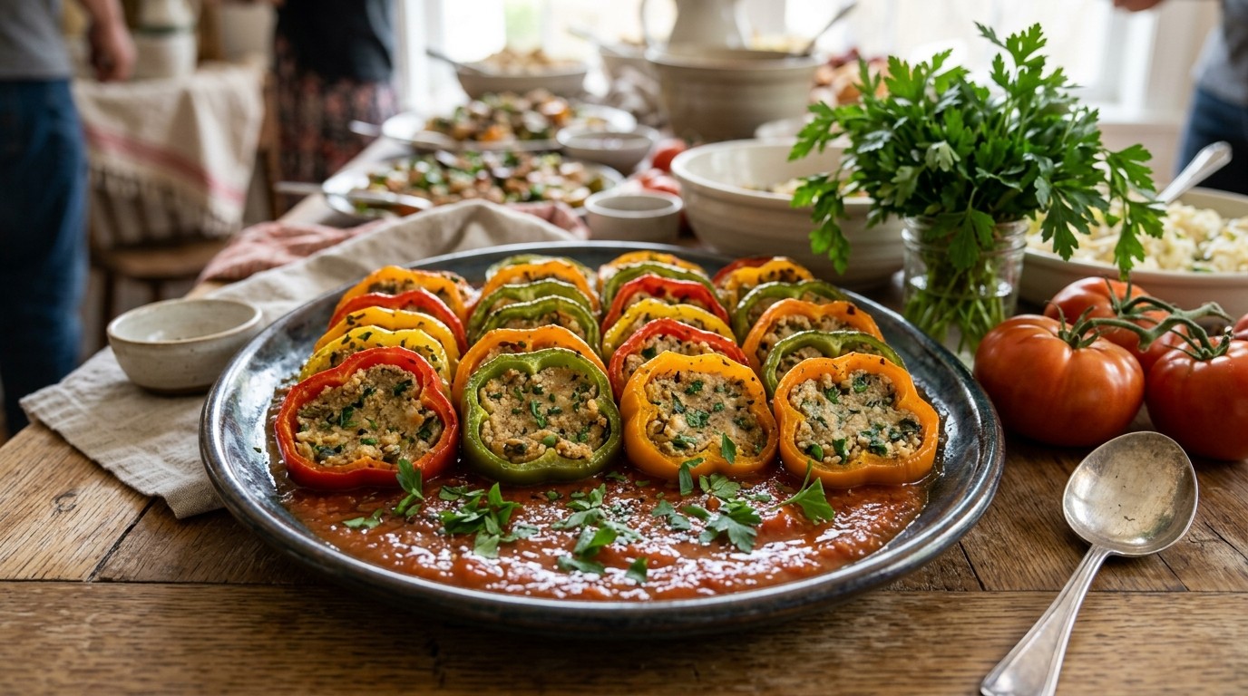 Gevulde Paprika's in Schijven Voor Buffet