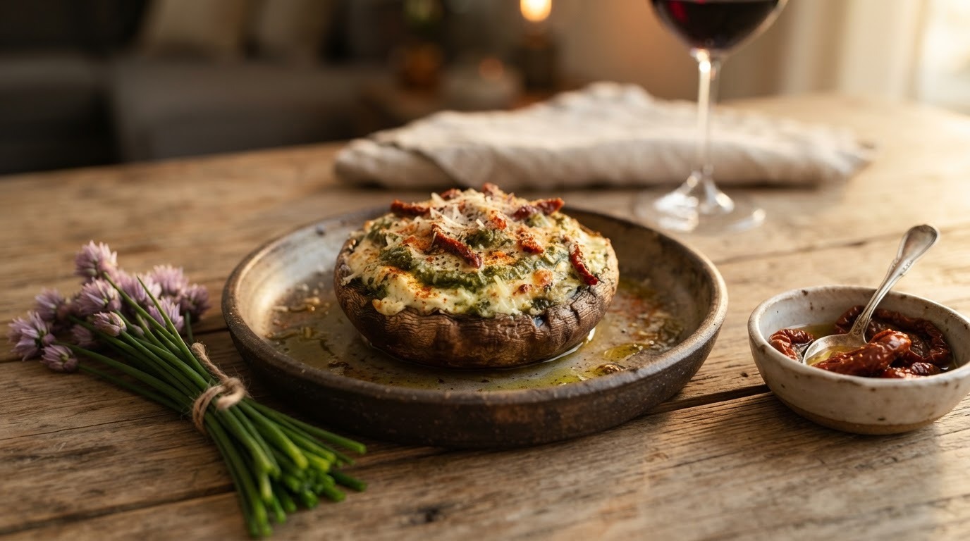 Gevulde Portobello met Roomkaas en Kruiderij