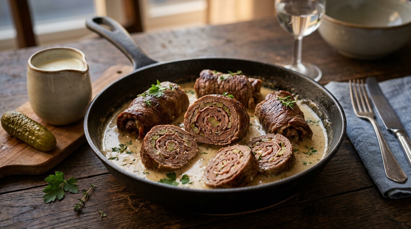 Gevulde Runderrolletjes met Karnemelkjus