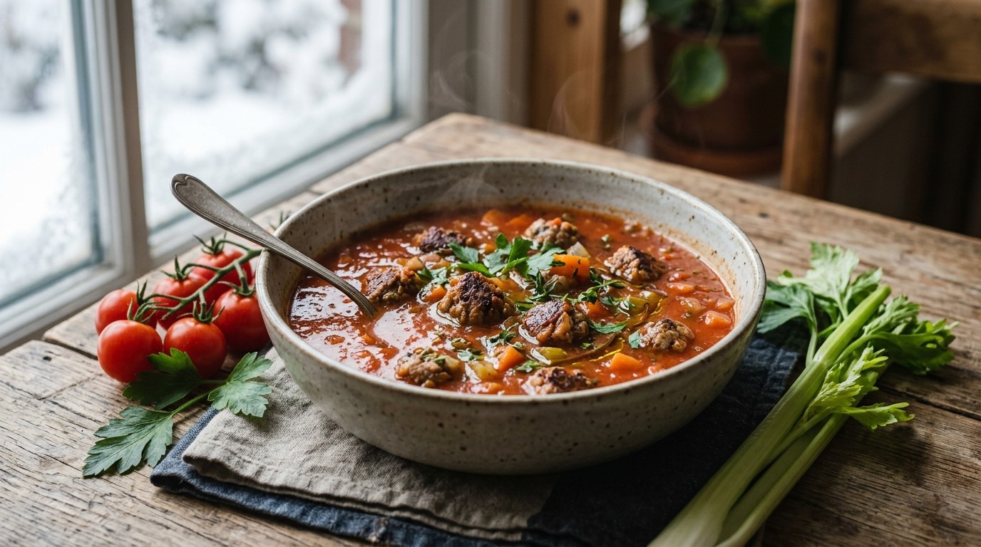 Gevulde Tomatensoep met Rundergehakt