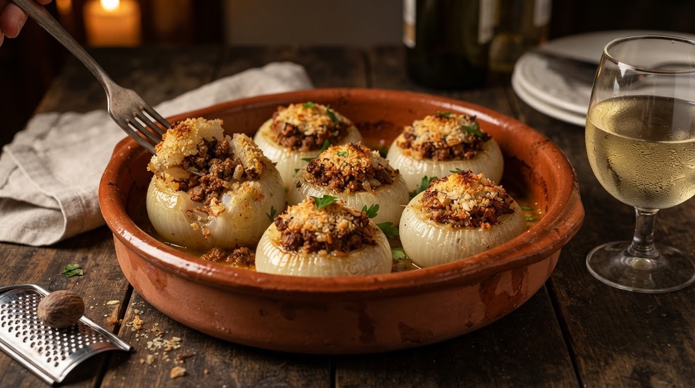 Gevulde Uien op z'n Spaans recept Gevulde Uien op z'n Spaans recept