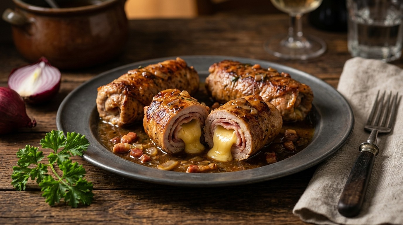 Gevulde Vleesrolletjes met Katenspek en Kaas