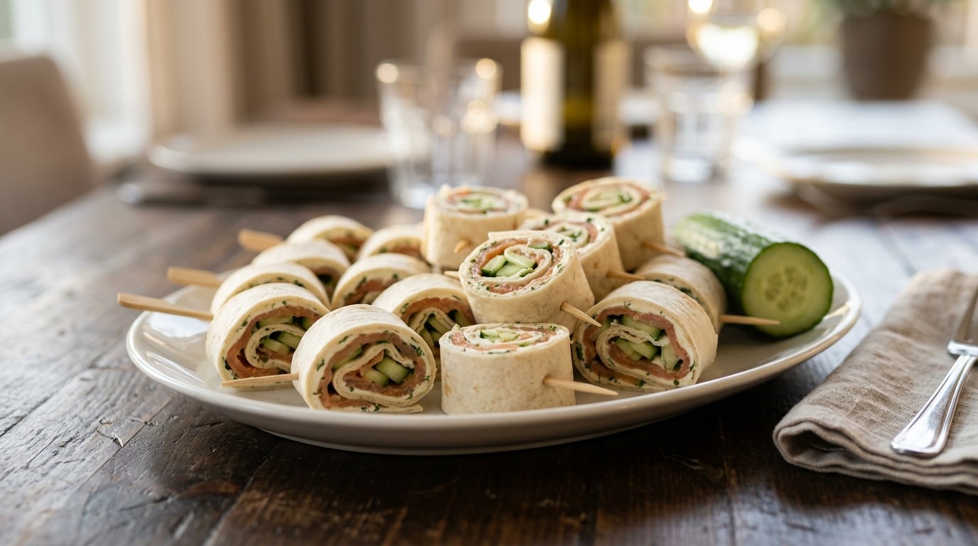 Gevulde Wraps met Zalm, Kaas en Komkommer recept Gevulde Wraps met Zalm, Kaas en Komkommer recept