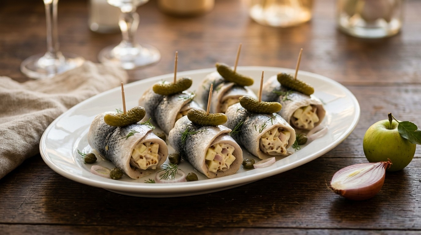 Gevulde Zure Haringrolletjes recept Gevulde Zure Haringrolletjes recept