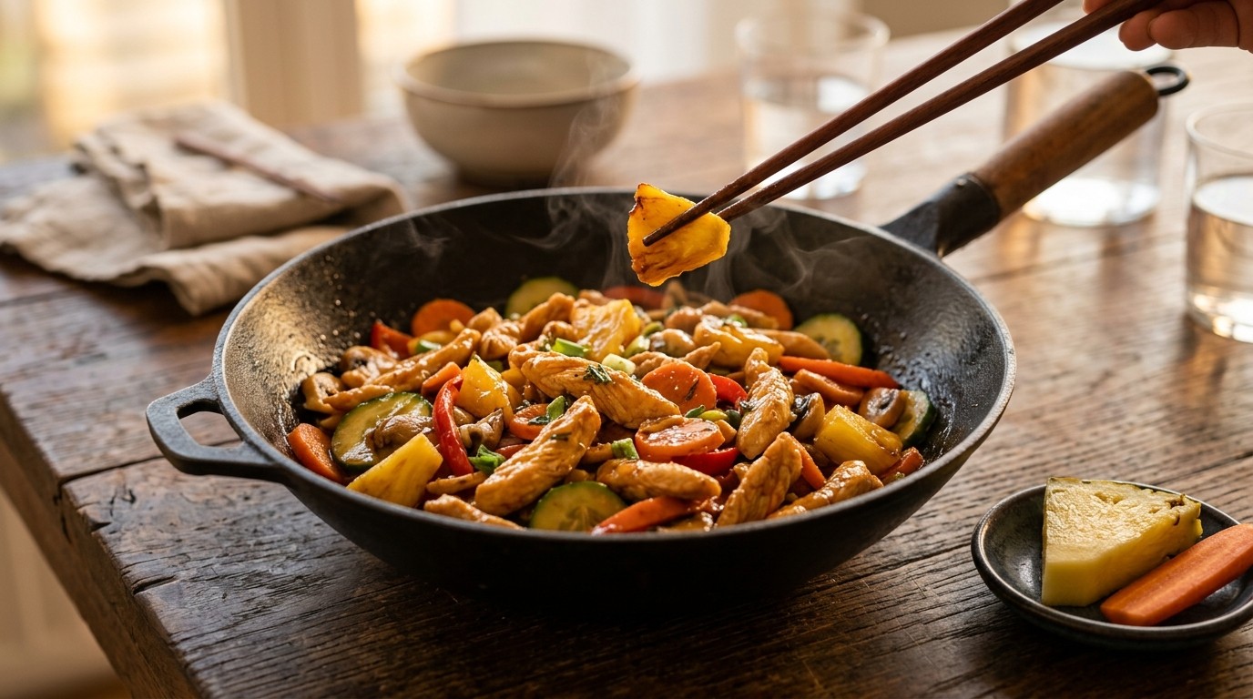 Gewokte Kipreepjes met Ananas en Groenten