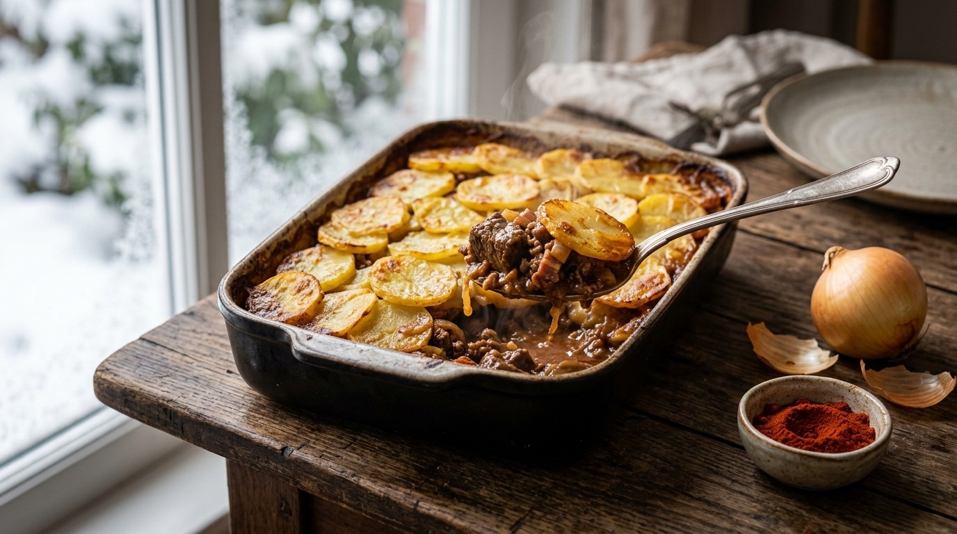 Goulash met Aardappelkorst recept Goulash met Aardappelkorst recept
