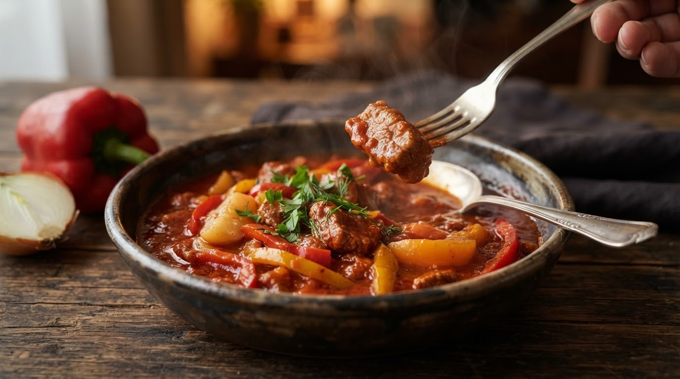 Goulash met Fruitcocktail