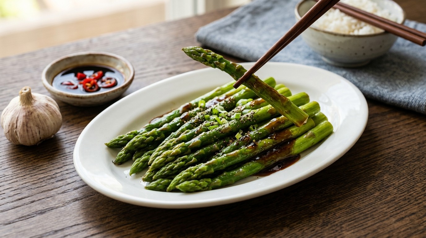Groene Asperges in Oestersaus