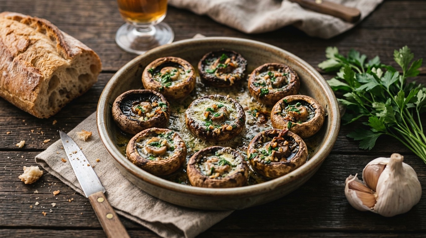 Grotchampignons met Knoflookboter