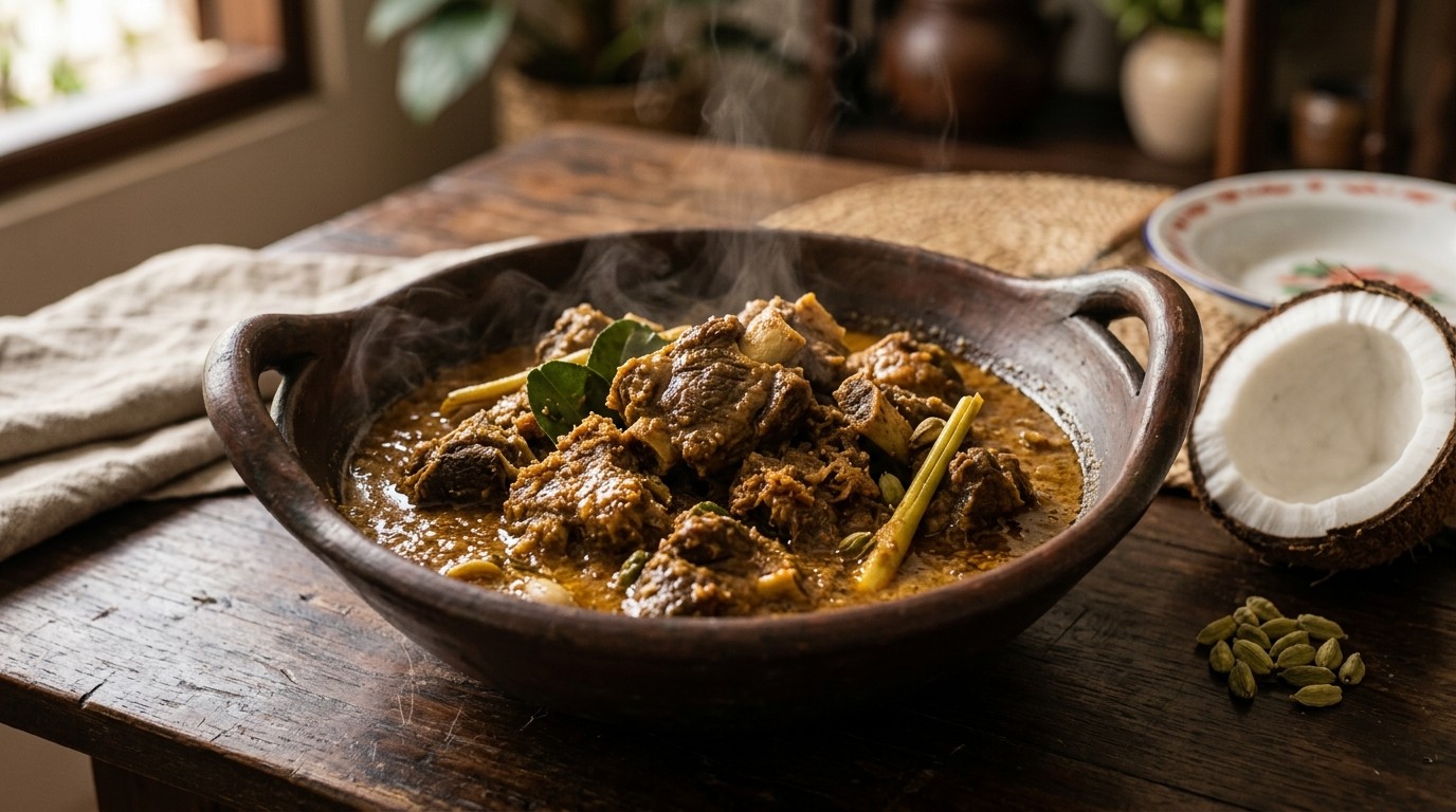 Gulai Bagar (Gesmoorde, Gekruide Lamsbout in Kokosmelk)