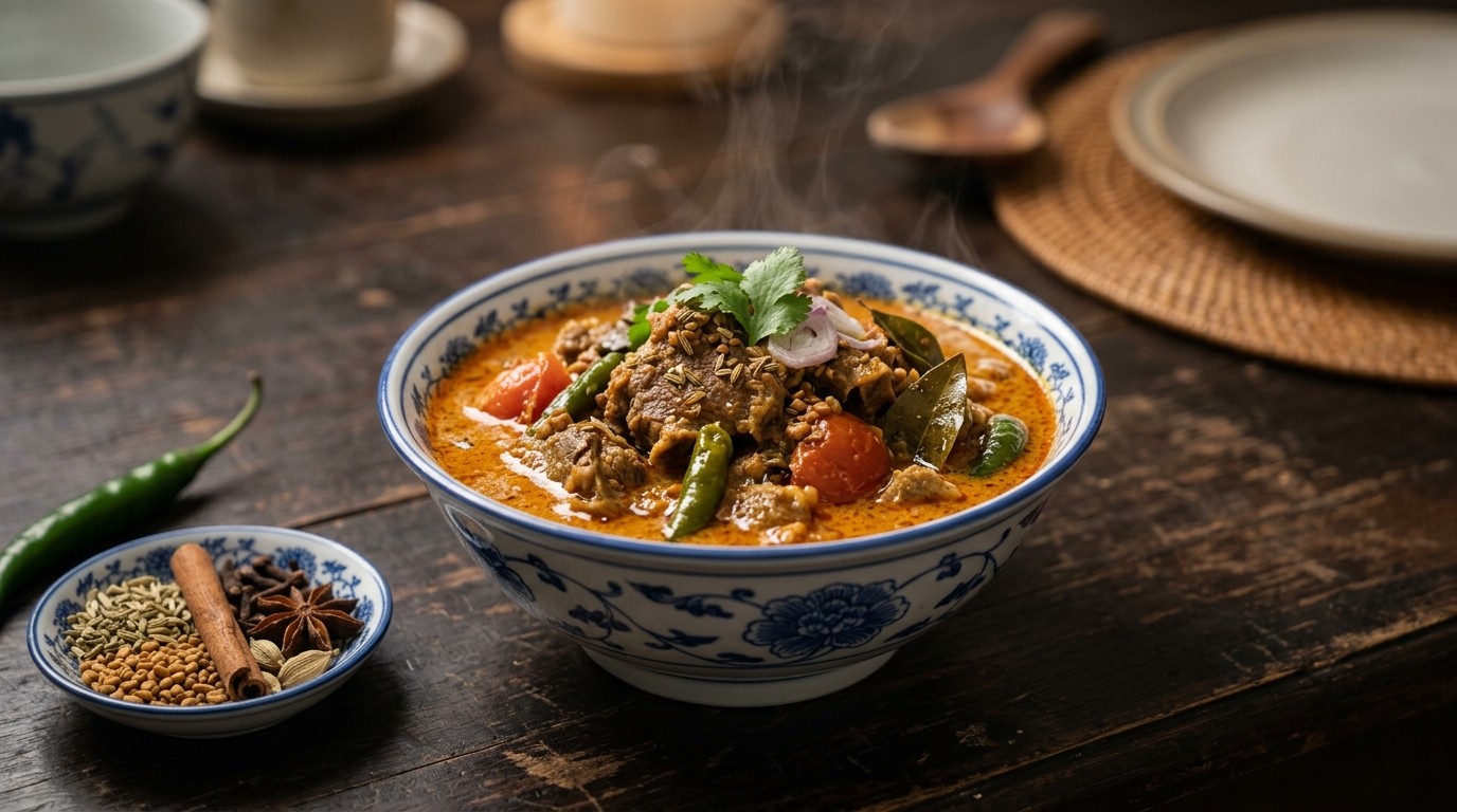Gulai Domba (Gestoofd Lamsvlees in een Pittige Kokosmelksaus)