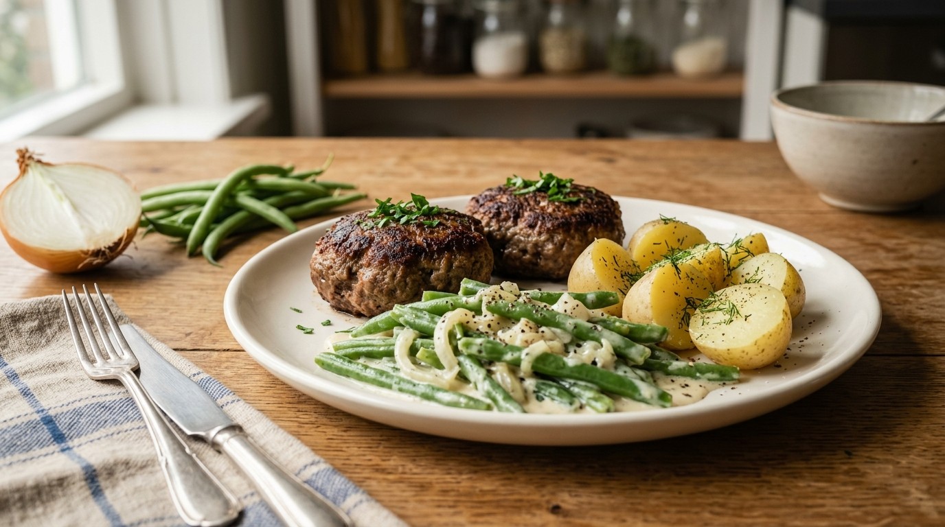 Hamburgers met Crème Fraîchebonen