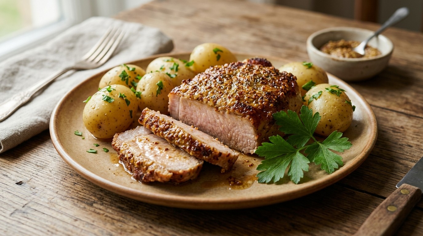 Hamlapje met Mosterdkorstje