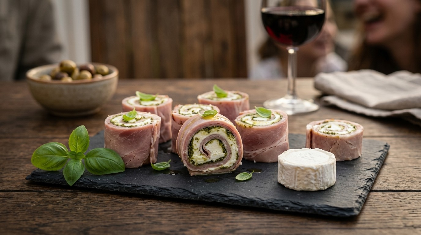 Hamrolletjes met Pesto