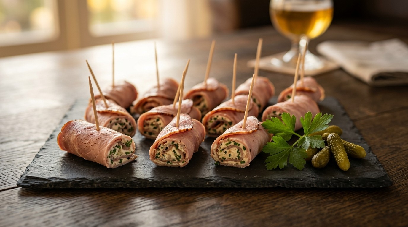 Hamrolletjes met Roomkaas, ui en Bieslook