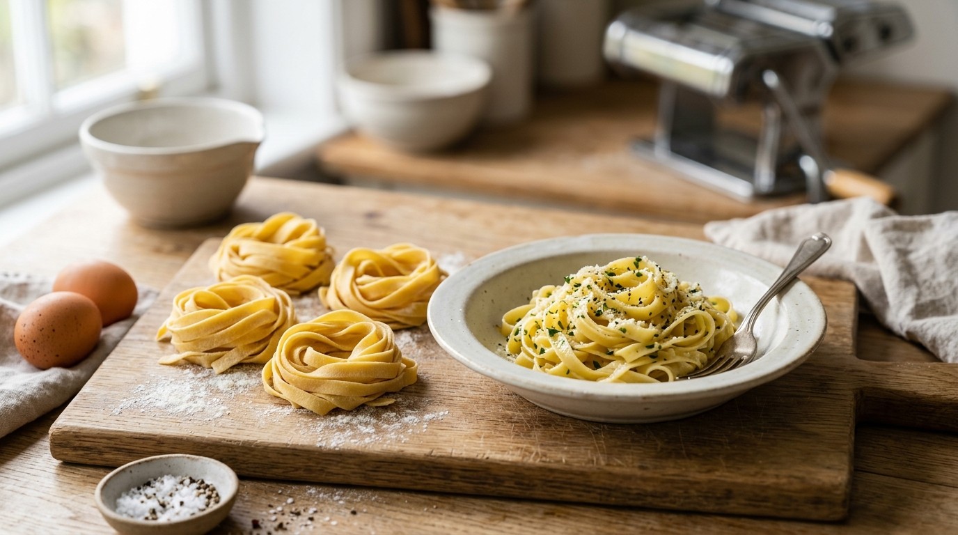 Handgemaakte Tagliatelle recept Handgemaakte Tagliatelle recept
