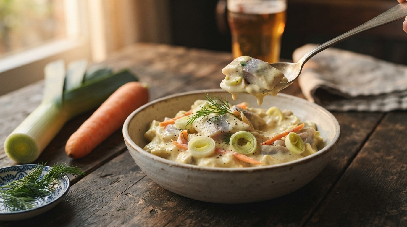 Haringsalade met Mosterdsaus