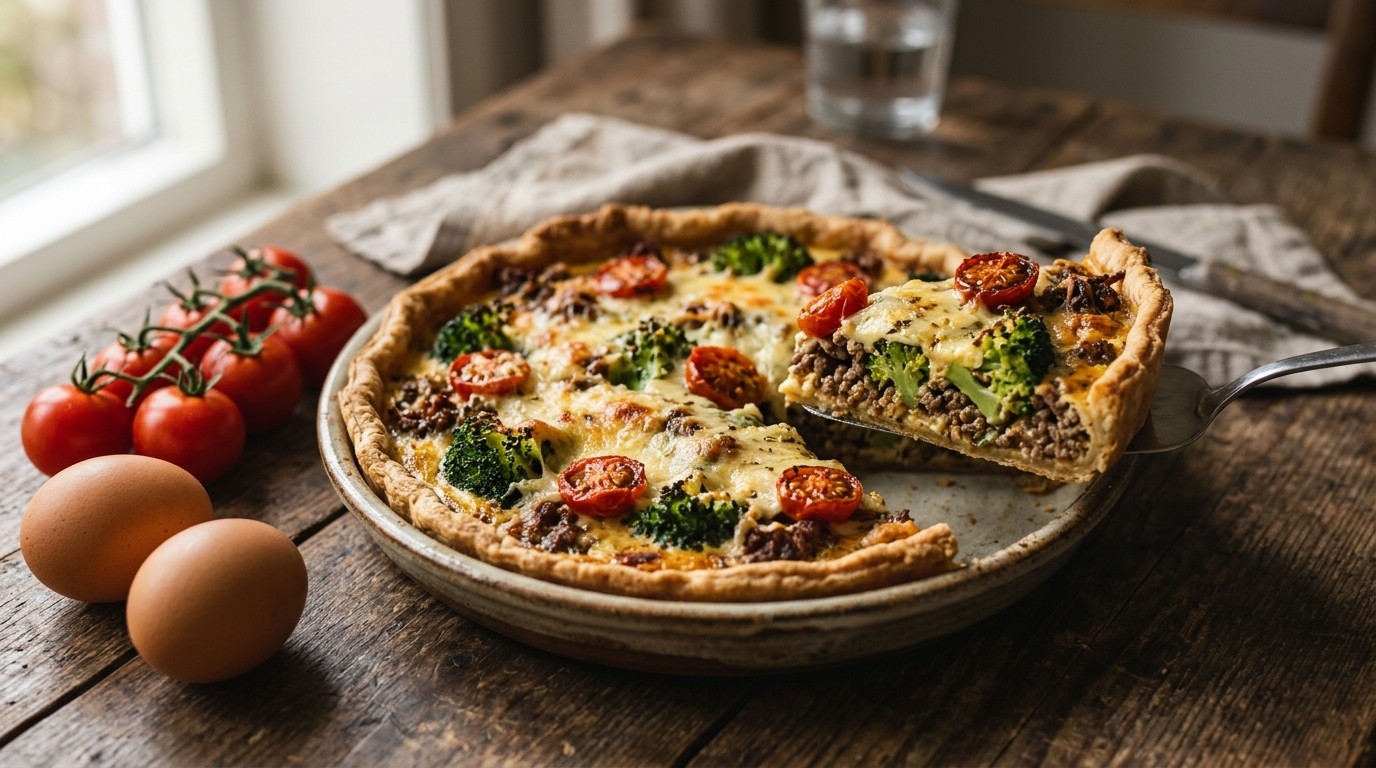 Hartig Taartje met Broccoli en Gehakt recept Hartig Taartje met Broccoli en Gehakt recept