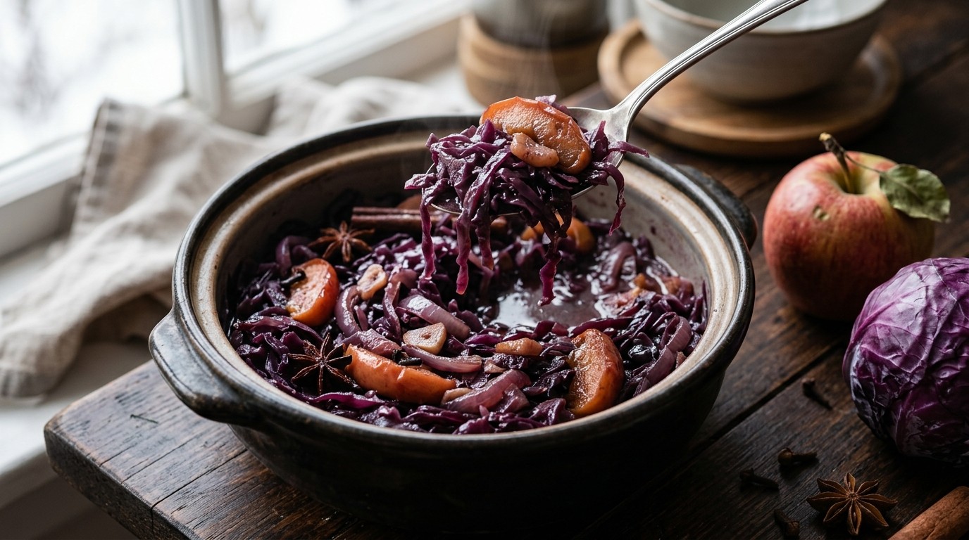 Hartig-zoete Rodekool met Appel (slowcooker)