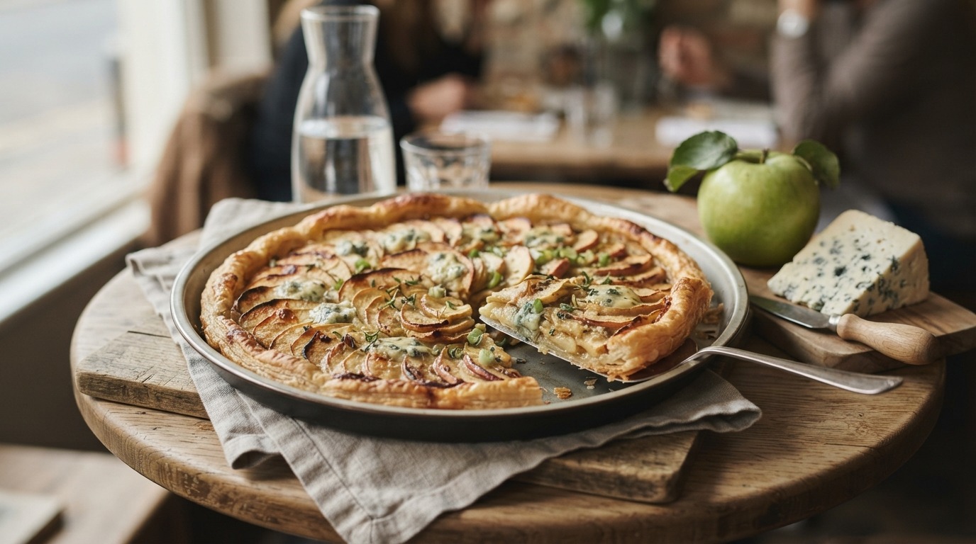 Hartige Appeltaart met Roquefort, Roomkaas en Bosui