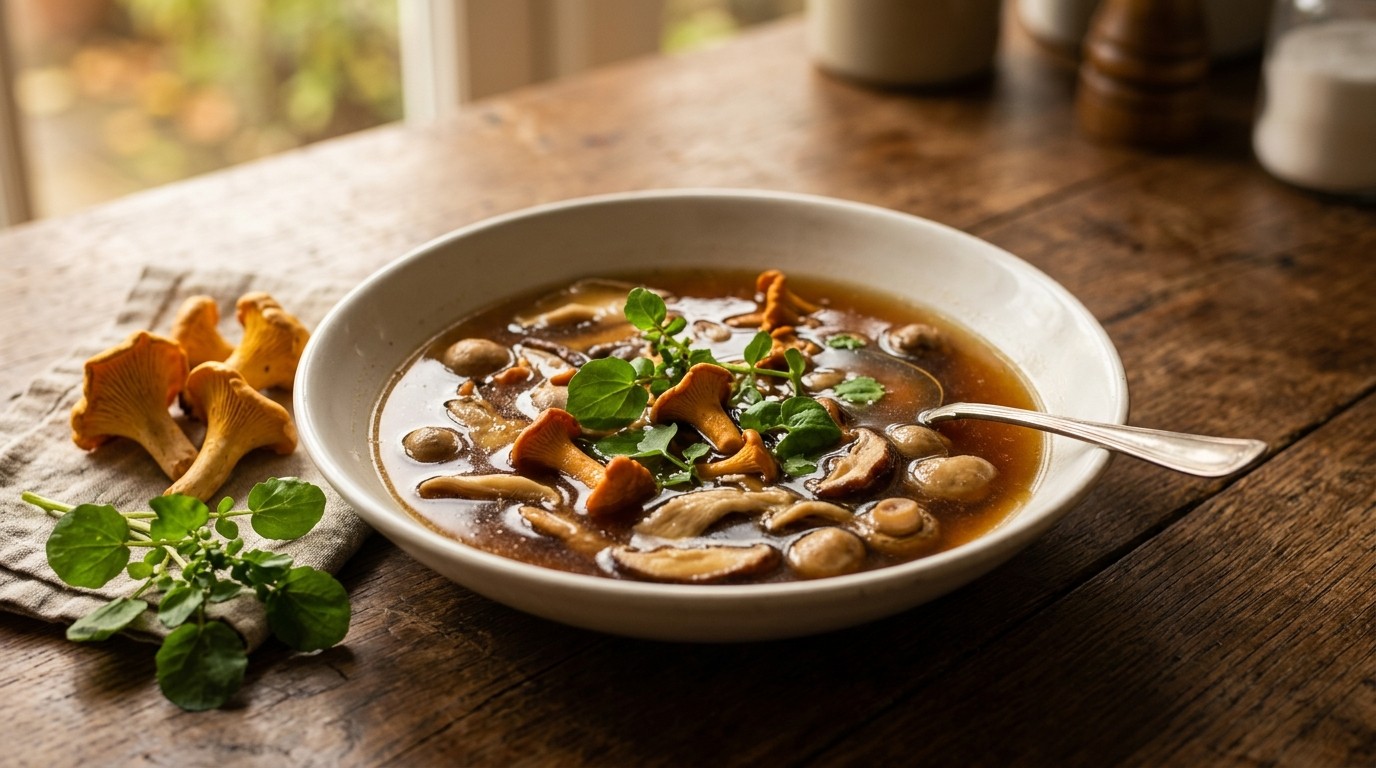 Heldere Bouillon met Paddestoelen