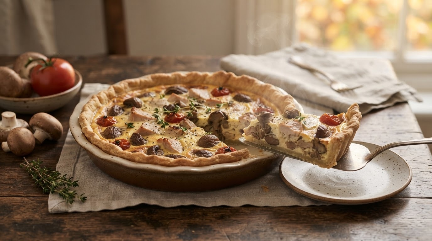 Herfsttaart met Kastanjechampignons en Kalkoen recept Herfsttaart met Kastanjechampignons en Kalkoen recept