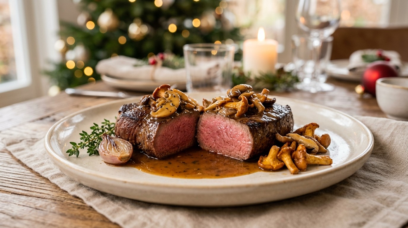 Hertenbiefstuk met Paddenstoelen recept Hertenbiefstuk met Paddenstoelen recept