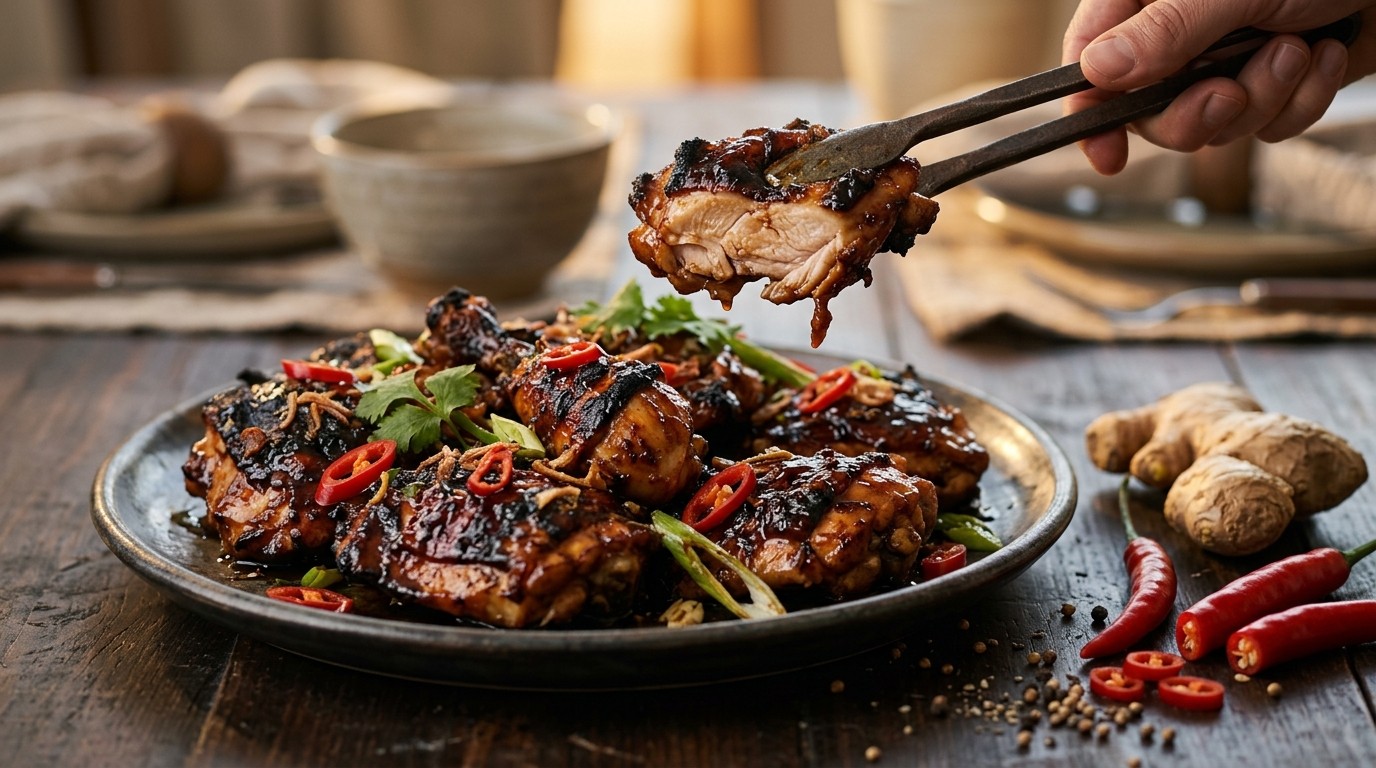 Hidangan Ajam Pedis Caramelised (gekaramelliseerde Pittige Kipschotel)