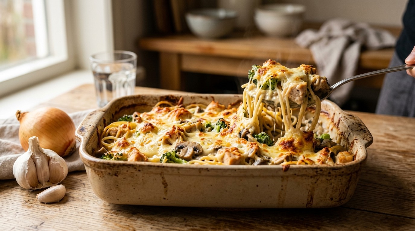 Hollandse Pastaschotel met Champignons en Broccoli