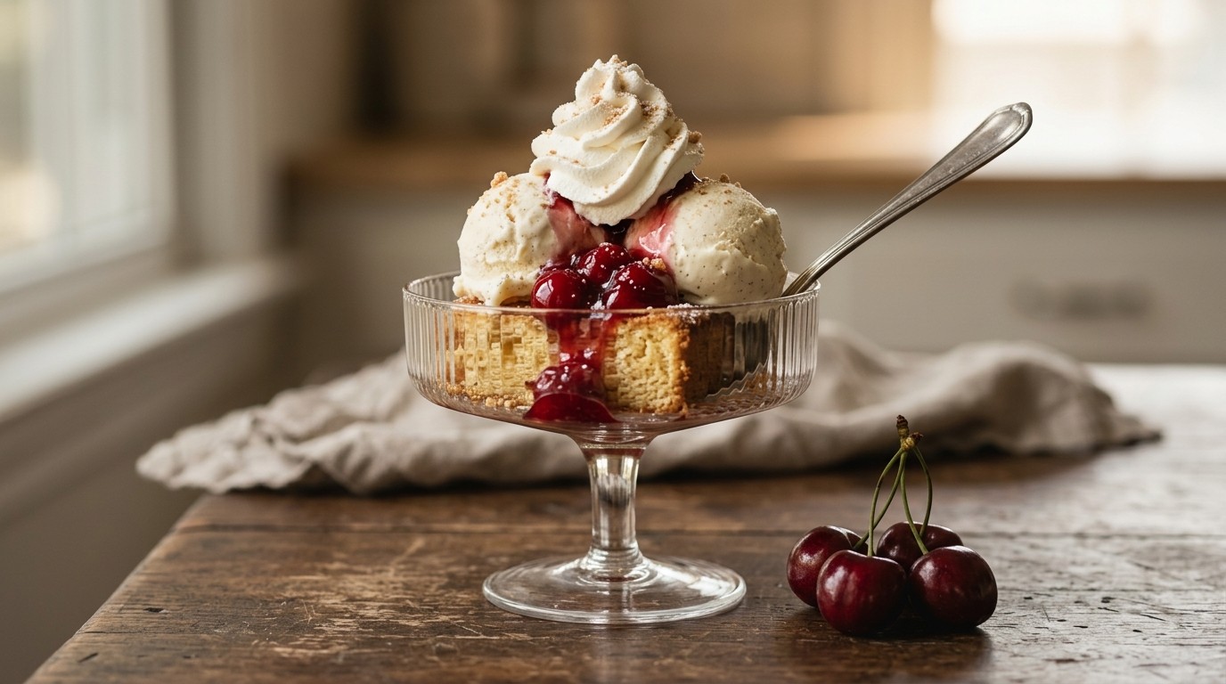 IJsdessert met Cake en Amaretto