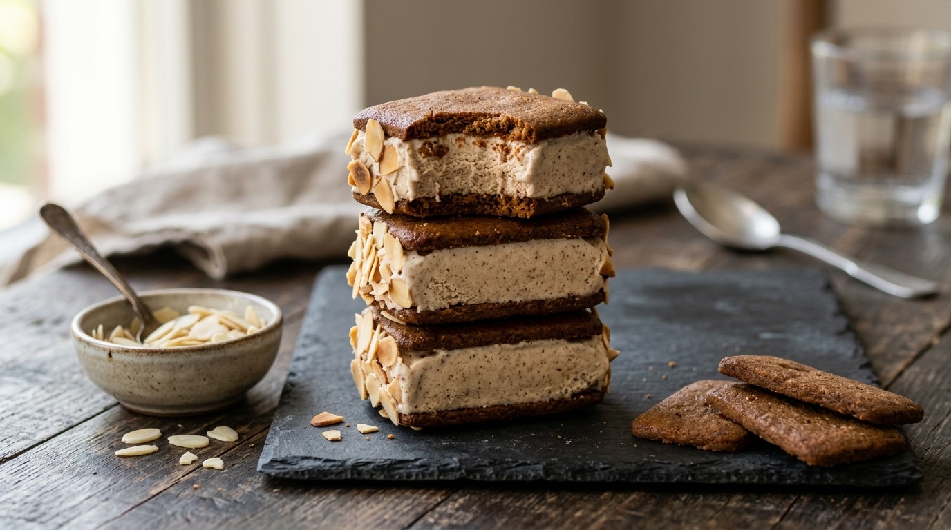 IJssandwich met Bastogne Koeken