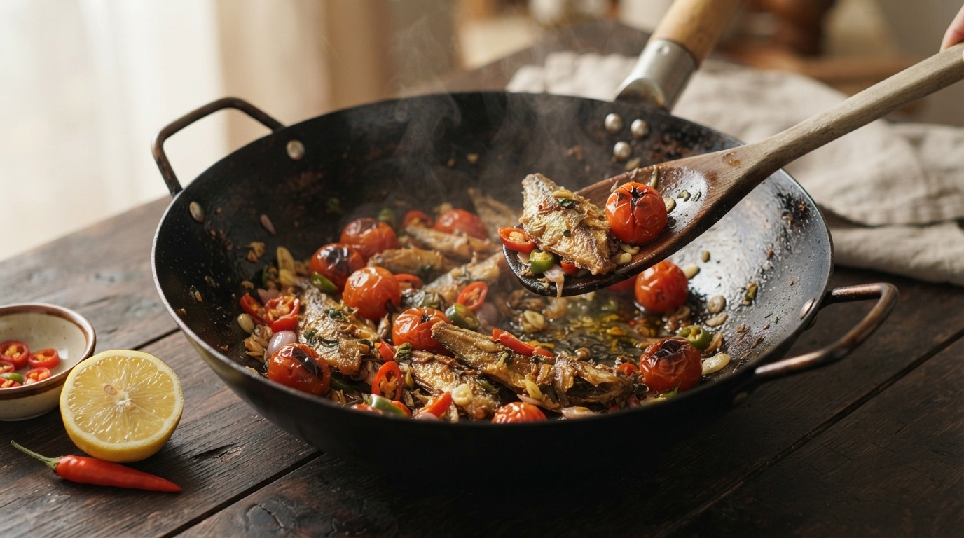 Ikan Asin Tumis (zoute vis)
