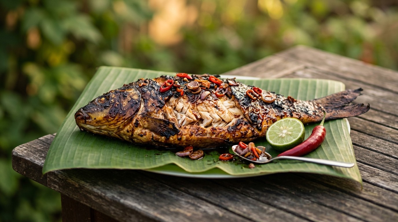 Ikan Bakker Ketjap (geroosterde vis in Ketap Saus)